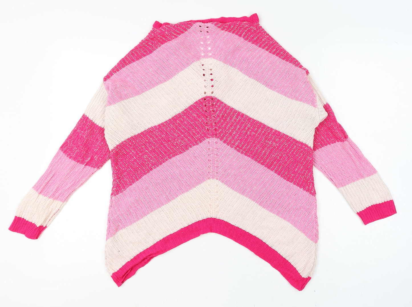 Simply Be Women’s Pink Striped Knit V-Neck Tunic Jumper Size 12/14