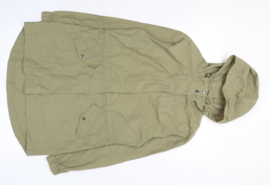 FatFace Womens Olive Green Parka Jacket UK 12 Hooded Lined Cotton Nylon