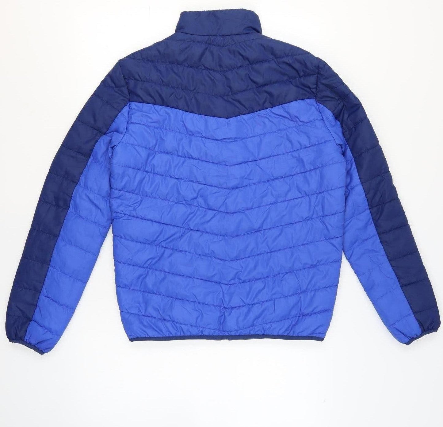 C&A Boys Blue Colourblock Puffer Jacket 12 Years Polyester Quilted Zip Coat
