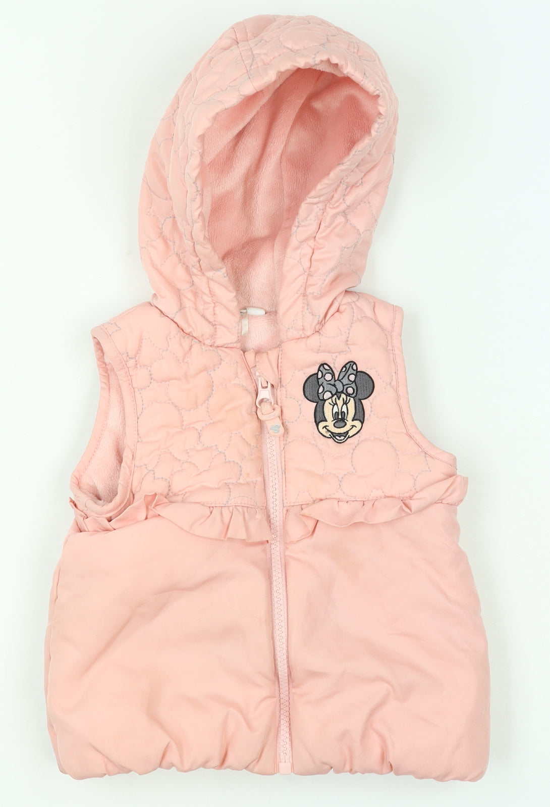 Disney Baby Pink Minnie Mouse Hooded Padded Gilet Jacket 6-9 Months