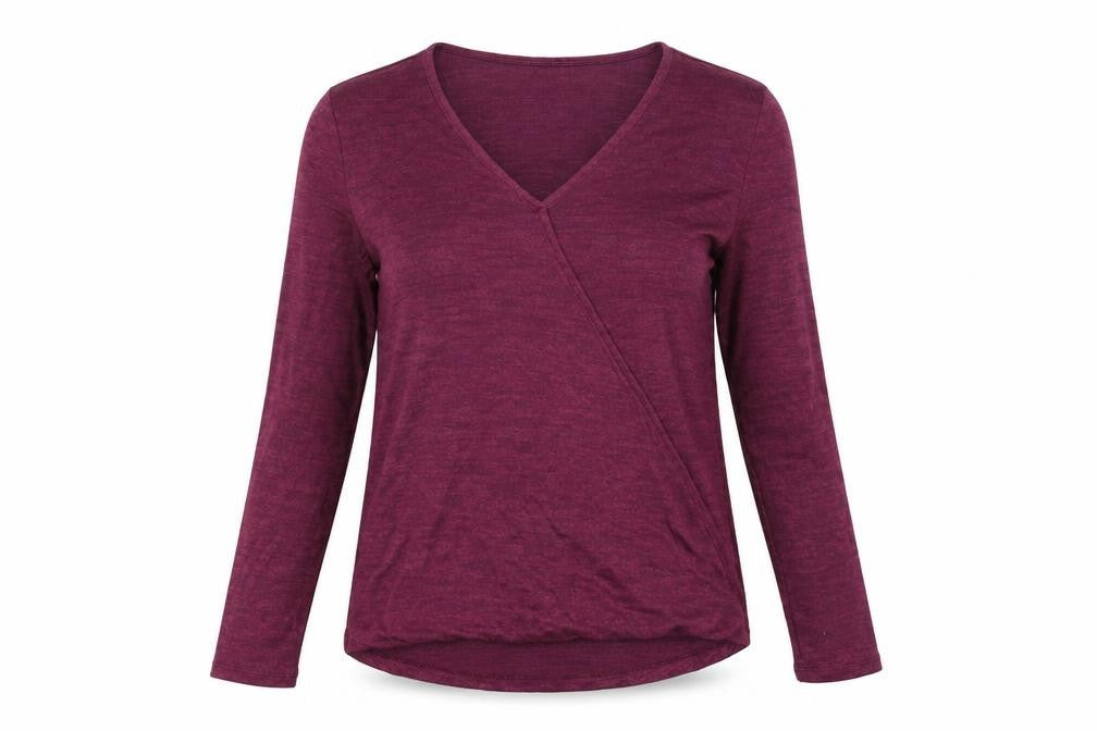 Gap Women's Purple Wrap V-Neck Long Sleeve Jersey Top Size S