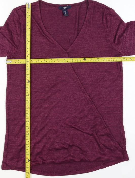 Gap Women's Purple Wrap V-Neck Long Sleeve Jersey Top Size S