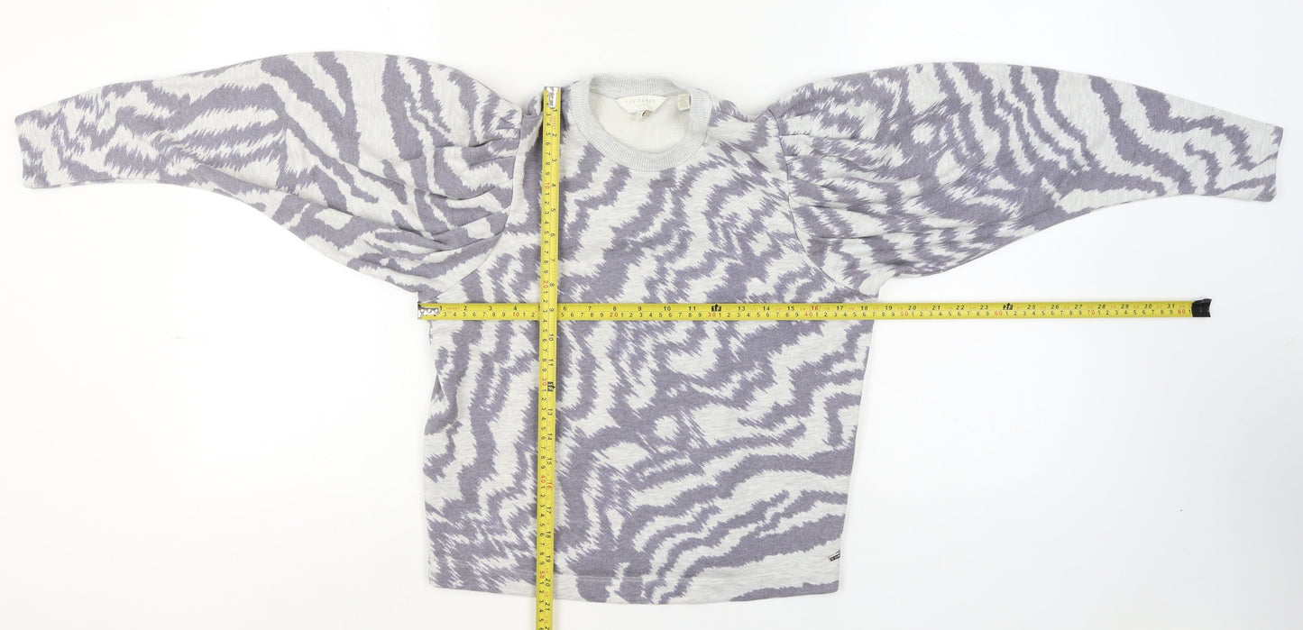 Ted Baker Women's Grey Animal Print Balloon Sleeve Jumper XS