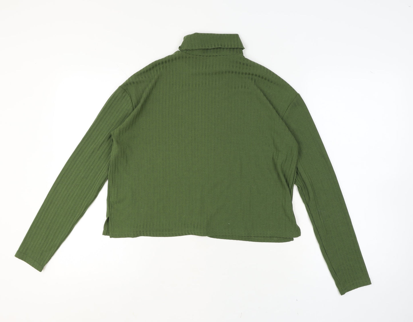 H&M Divided Women's Green Roll Neck Long Sleeve Jersey Top Medium