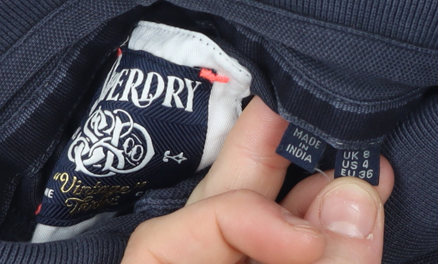 Superdry Boys Blue Polo Shirt Size L Slim Fit Vintage Logo