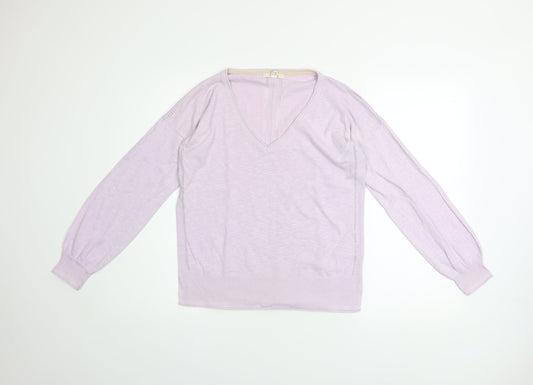 White Stuff Women’s Purple V-Neck Knit Jumper UK 10