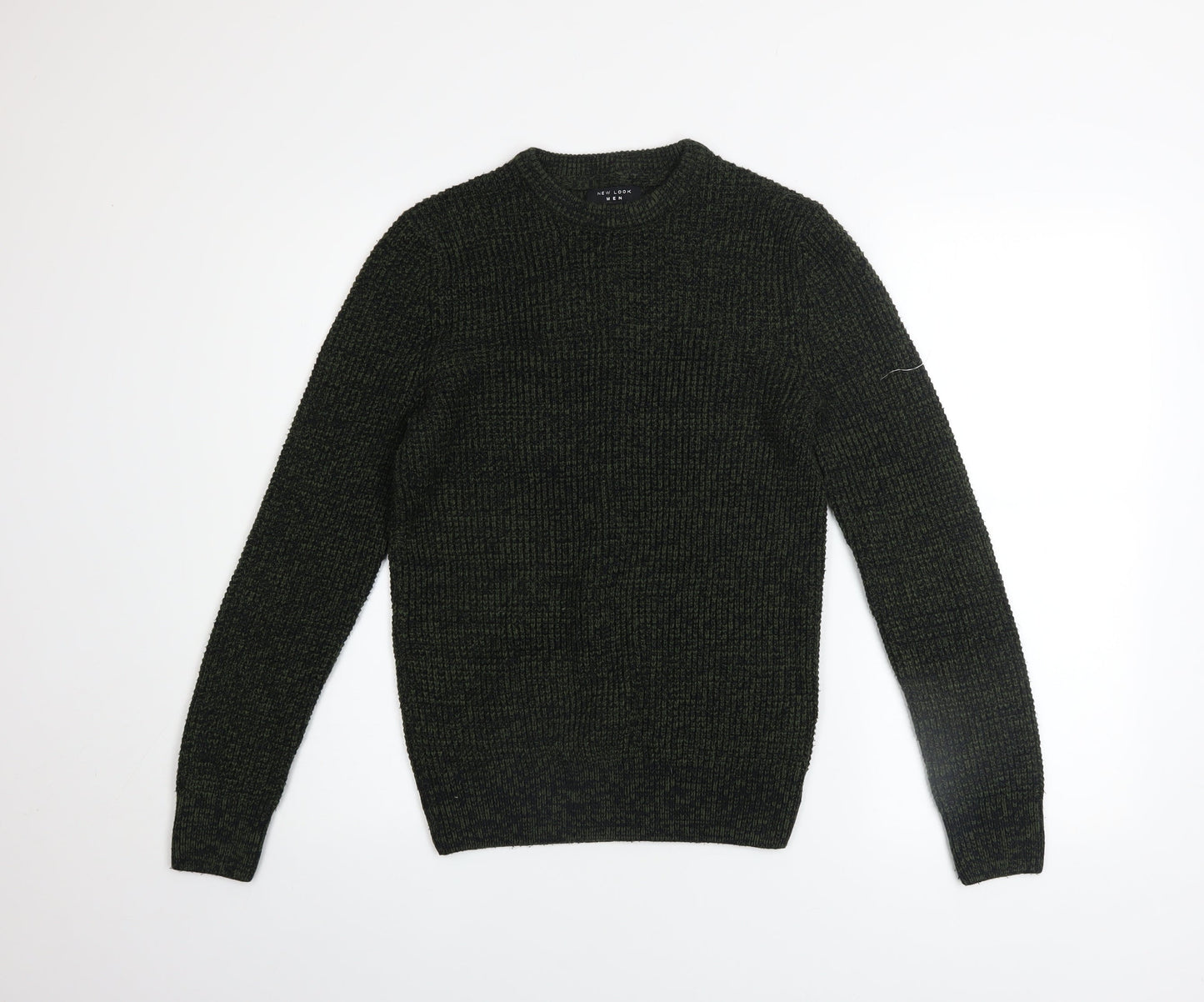 New Look Men Green Chunky-Knit Crew Neck Jumper XS