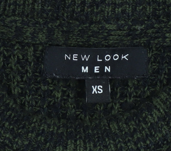 New Look Men Green Chunky-Knit Crew Neck Jumper XS
