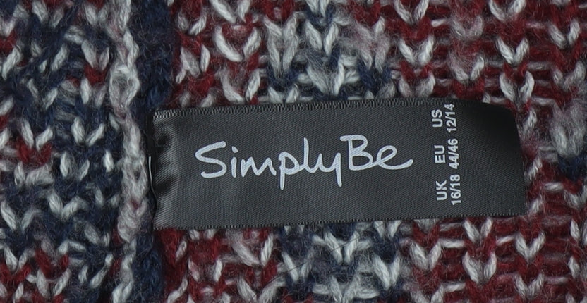 Simply Be Women's Multicoloured Faux Fur Trim Knit Coatigan Size 16/18