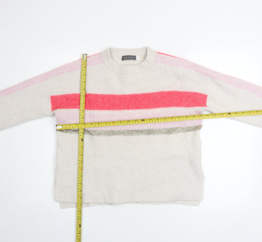 Mint Velvet Women’s Cream Pink Striped Crew Neck Knitted Jumper M