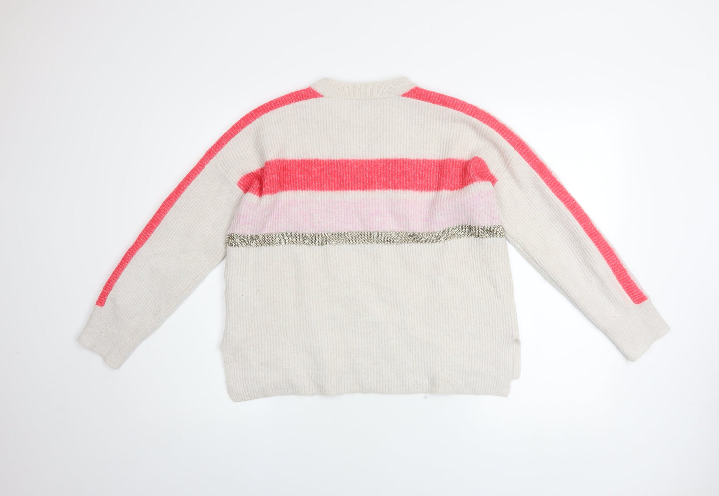 Mint Velvet Women’s Cream Pink Striped Crew Neck Knitted Jumper M