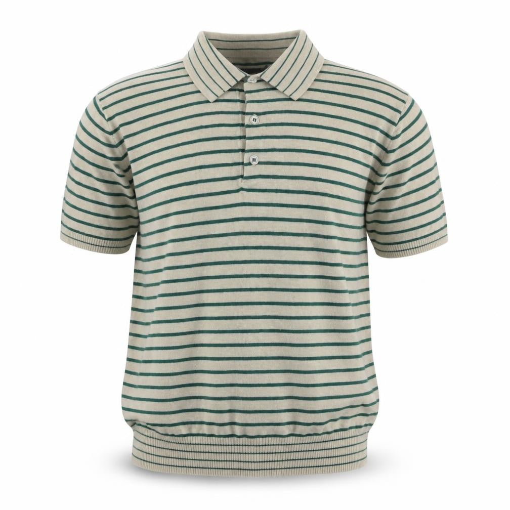 Peter Werth Men’s Beige Striped Cotton Polo Shirt Size M
