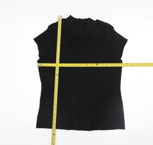 ASOS Women’s Black Mock Neck Ribbed Short Sleeve Top Size L
