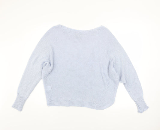Nina Murati Women Blue Open-Knit Lightweight Pullover Jumper S