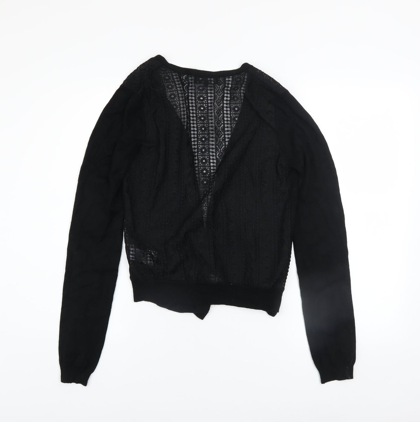 New Look Womens Black Lace Panel Cardigan Size 12 Long Sleeve