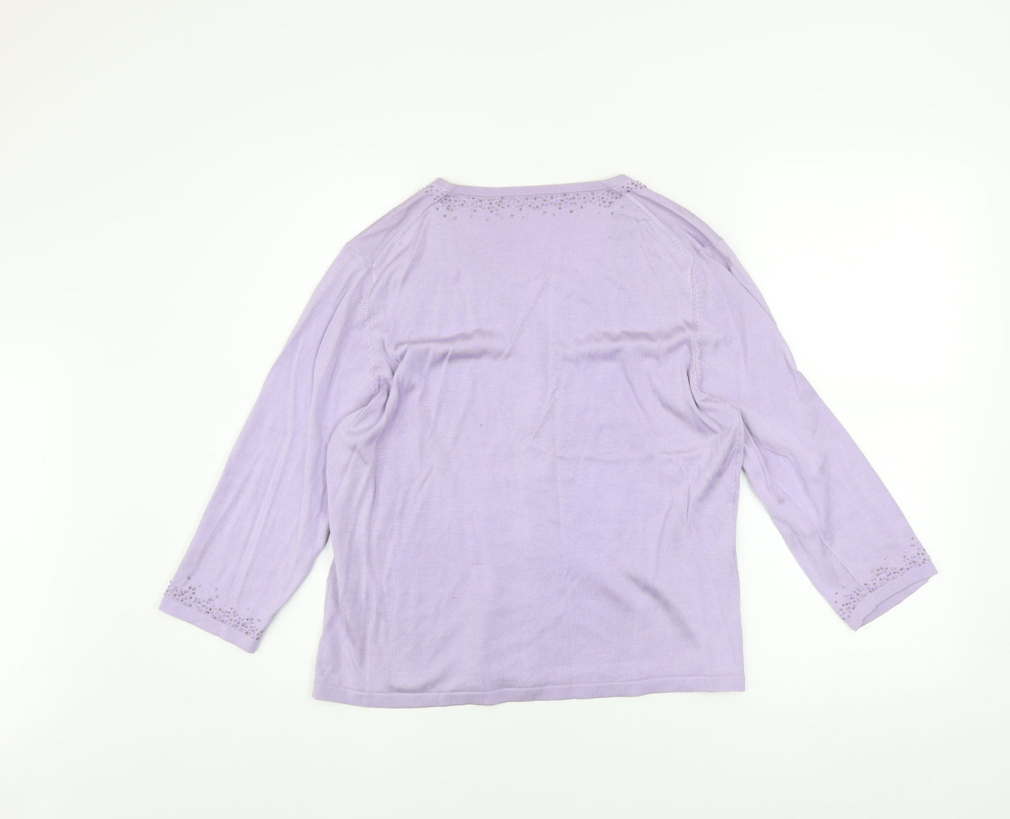Marks and Spencer Women’s Purple Silk Beaded V-Neck Cardigan Size 18