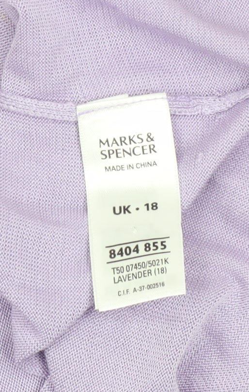 Marks and Spencer Women’s Purple Silk Beaded V-Neck Cardigan Size 18