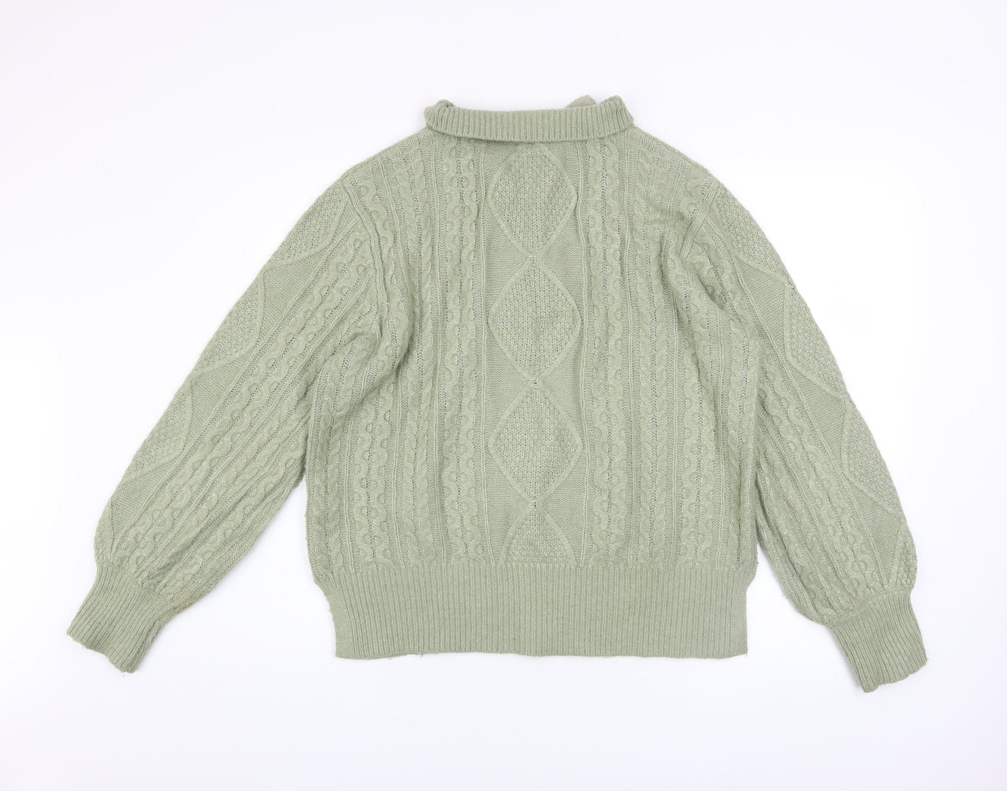 Fat Face Women’s Green Cable-Knit 1/4 Zip Jumper Size 12