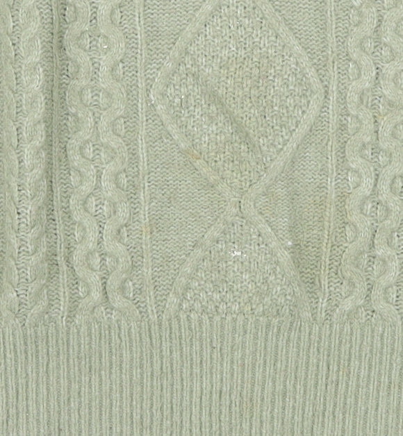 Fat Face Women’s Green Cable-Knit 1/4 Zip Jumper Size 12