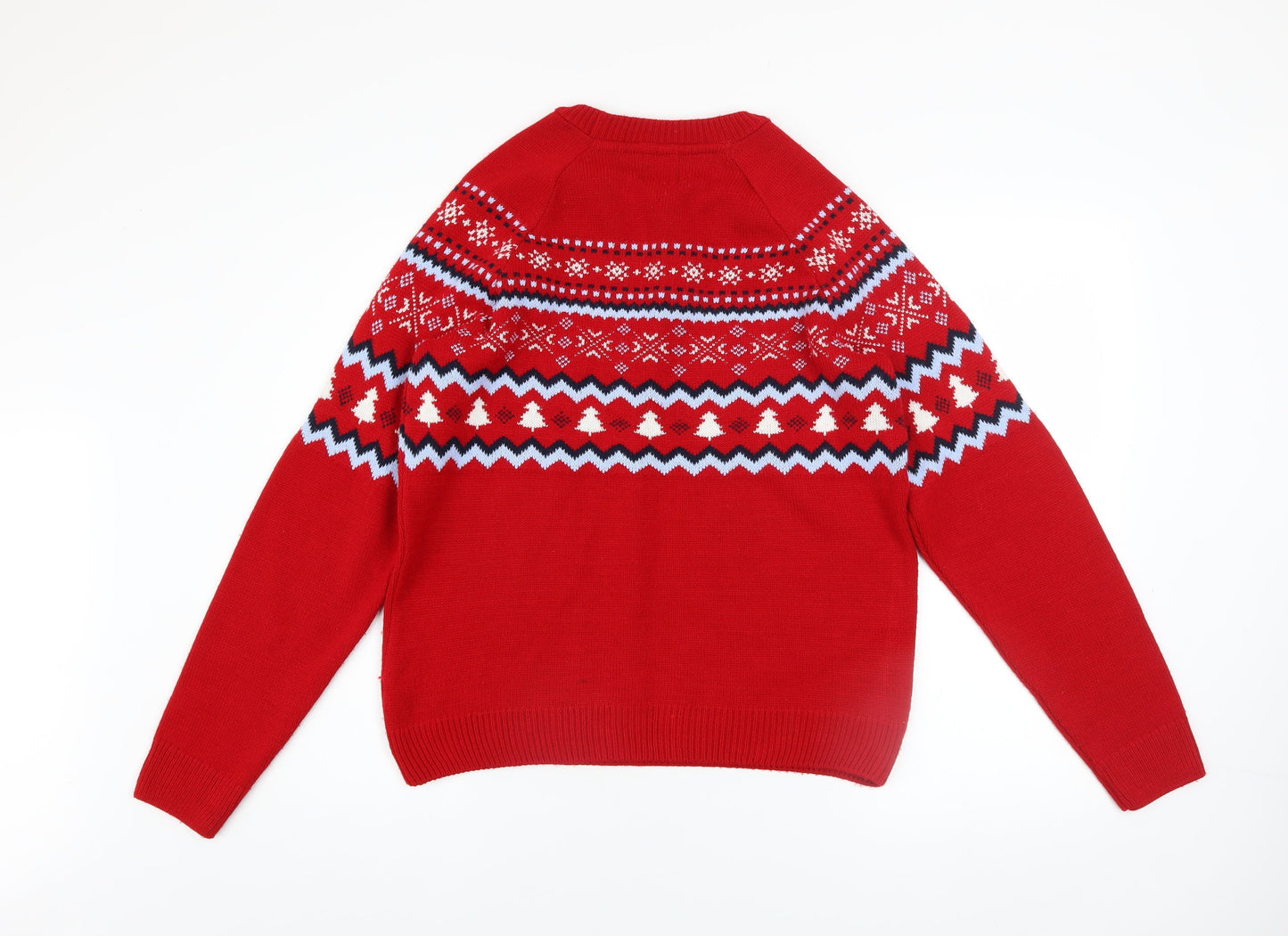 Burton Menswear London Men's Red Fair Isle Christmas Jumper M