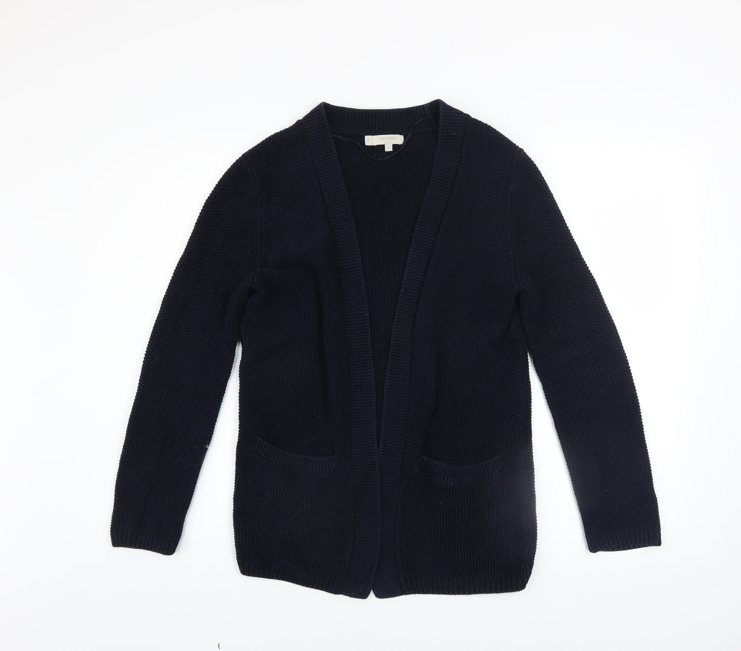 Hobbs Women’s Blue Cotton Knit Long Sleeve Open Cardigan XS