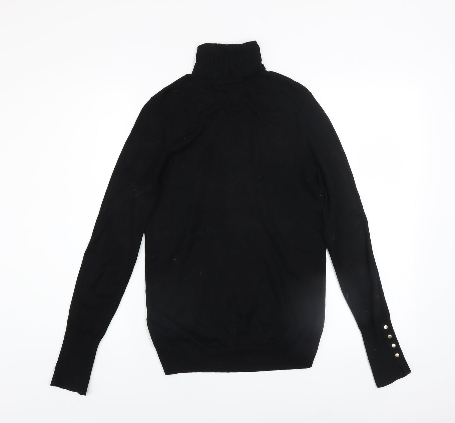 Zara Women Black Roll Neck Slim Fit Knit Jumper Size 8