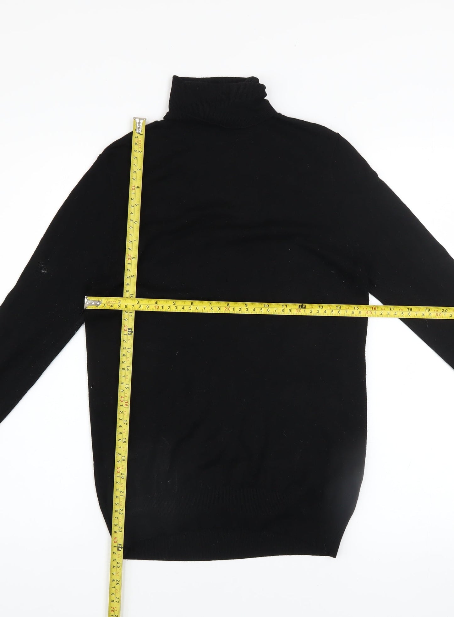 Zara Women Black Roll Neck Slim Fit Knit Jumper Size 8
