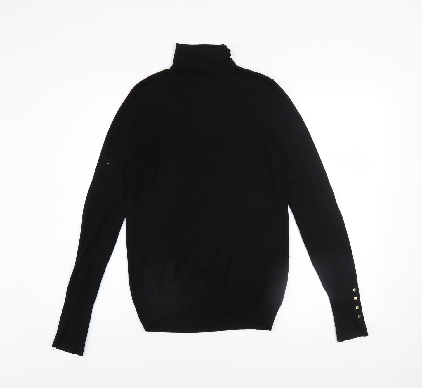 Zara Women Black Roll Neck Slim Fit Knit Jumper Size 8