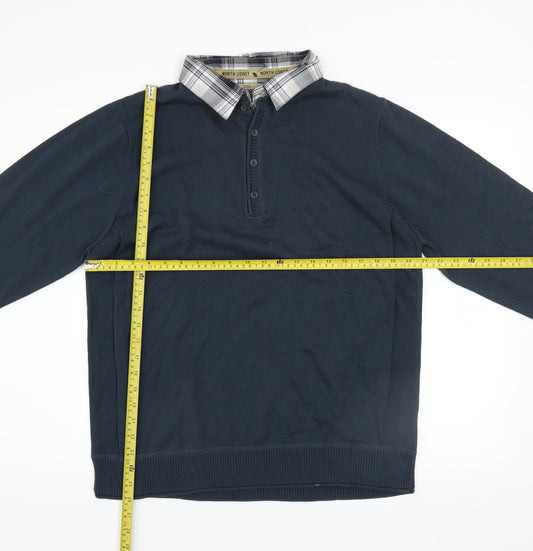 Marks & Spencer North Coast Men’s Blue Cotton Collared Henley Jumper L