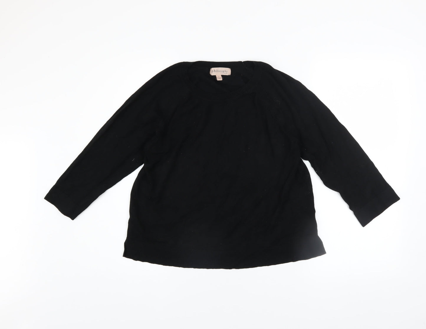 Philosophy Women’s Black Rayon Knit Crew Neck Pullover Jumper L