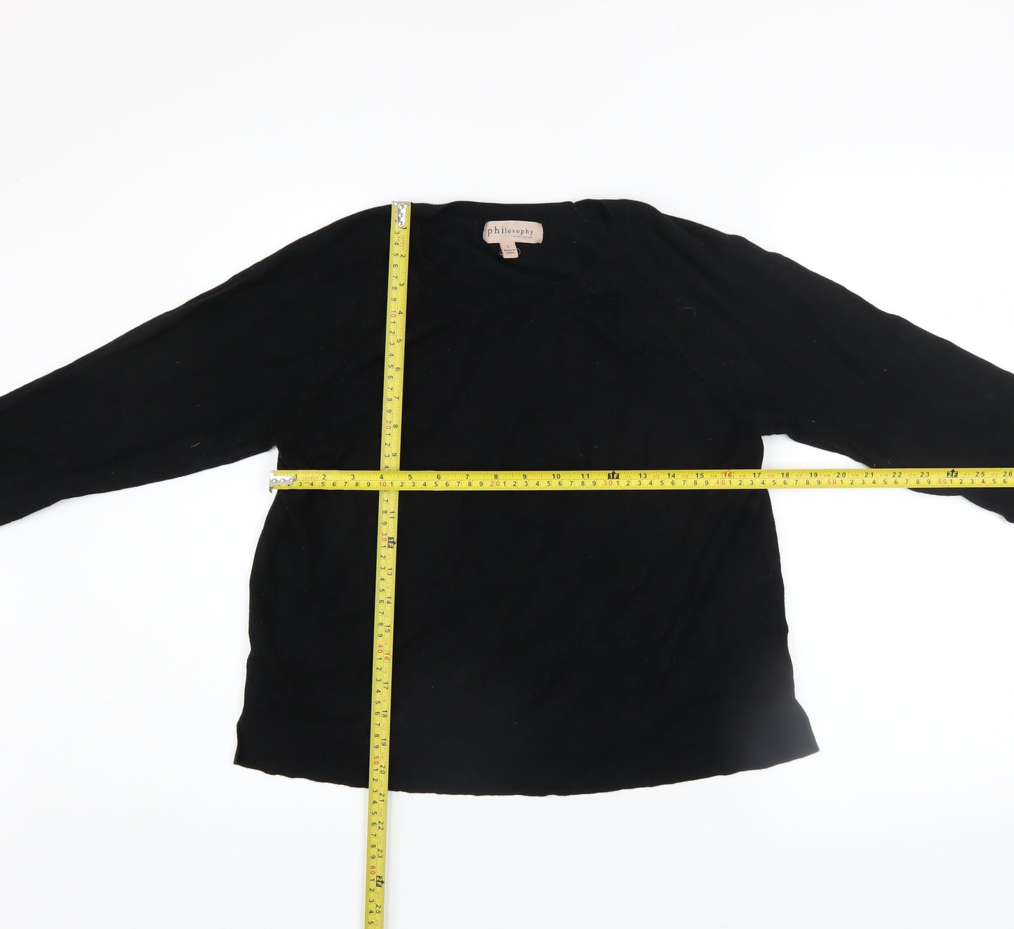Philosophy Women’s Black Rayon Knit Crew Neck Pullover Jumper L