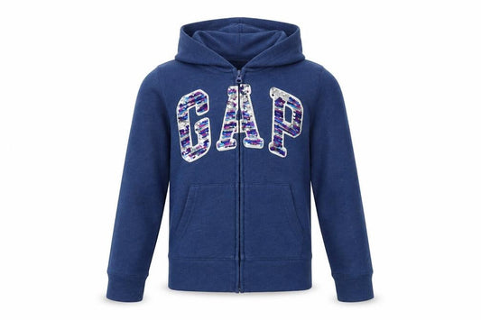 Gap Kids Girls Blue Sequin Logo Full Zip Hoodie 12-13 Years