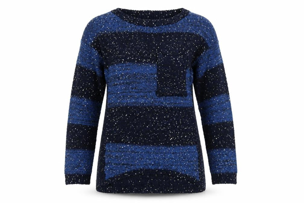Carmin Women's Blue Sequin Knit Pullover Jumper Size S