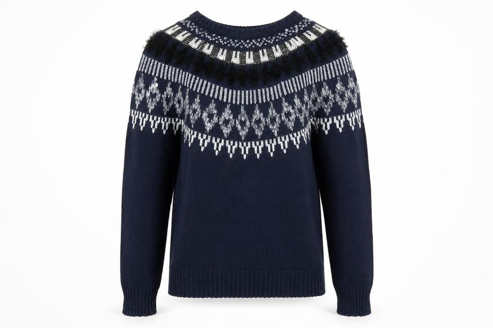 Vero Moda Women Blue Fair Isle Chunky Knit Jumper Size S