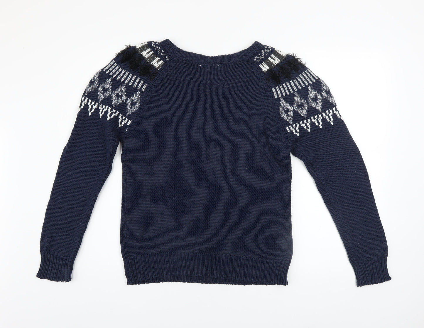 Vero Moda Women Blue Fair Isle Chunky Knit Jumper Size S