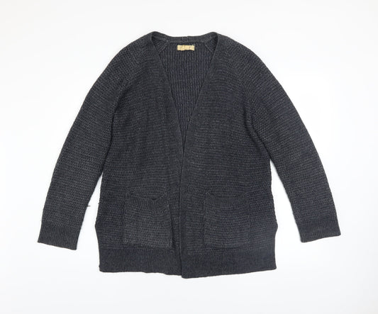 Fat Face Women’s Grey Chunky-Knit Open Cardigan UK 12