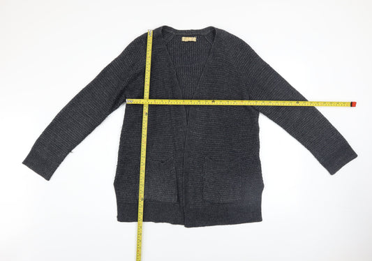 Fat Face Women’s Grey Chunky-Knit Open Cardigan UK 12