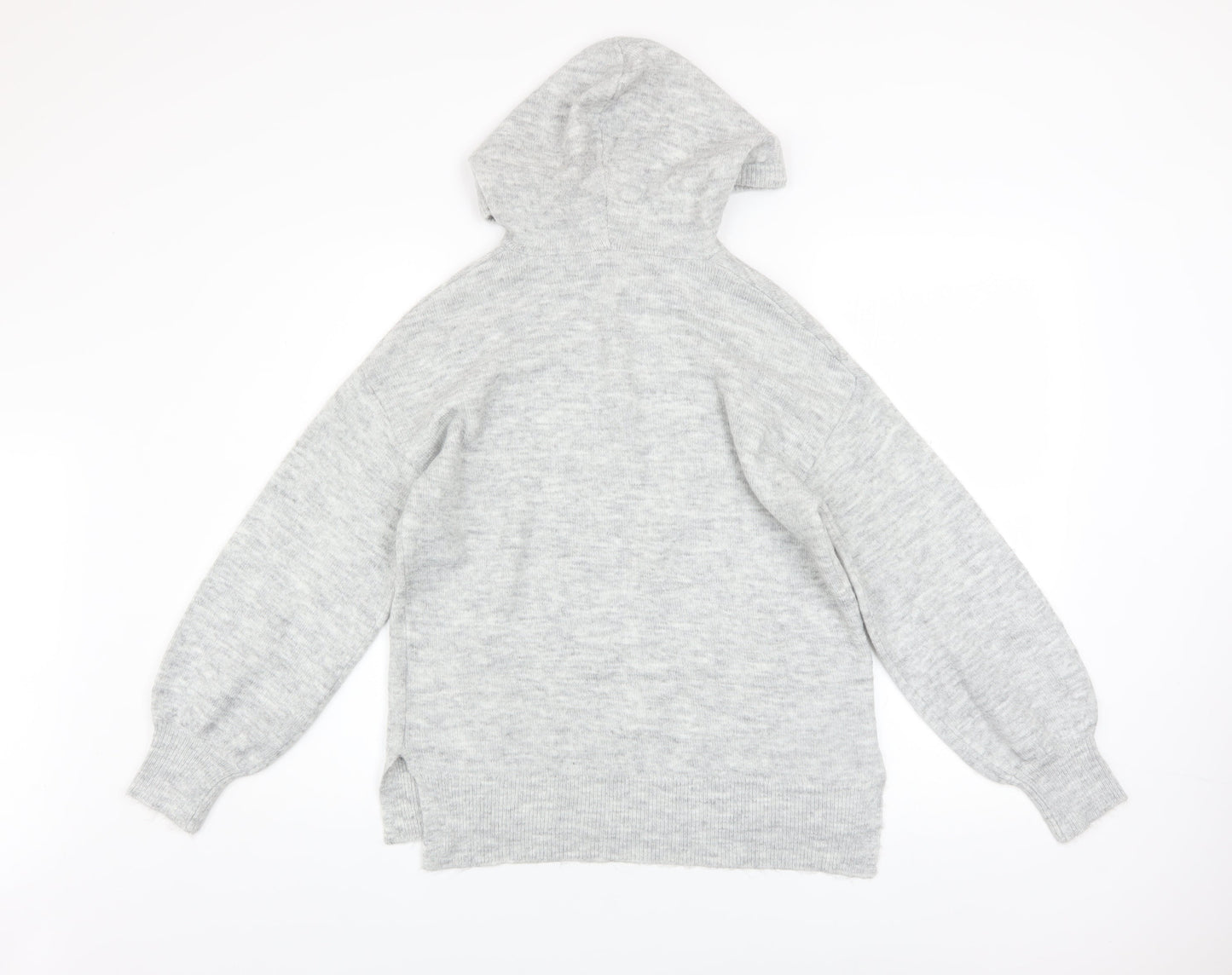 Peacocks Women Grey Knit Pullover Hoodie Size S Acrylic Blend