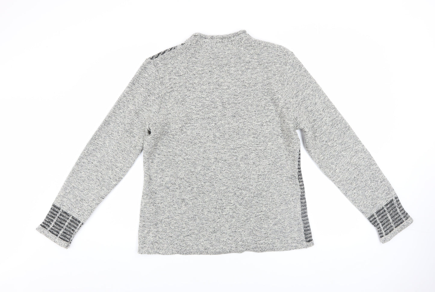 Skovhuus Women's Grey Mock Neck Geometric Knit Jumper Size L