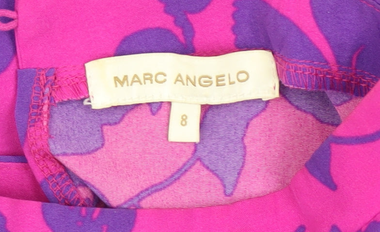 Marc Angelo Women's Pink Floral Puff Sleeve High Neck Blouse Size 8