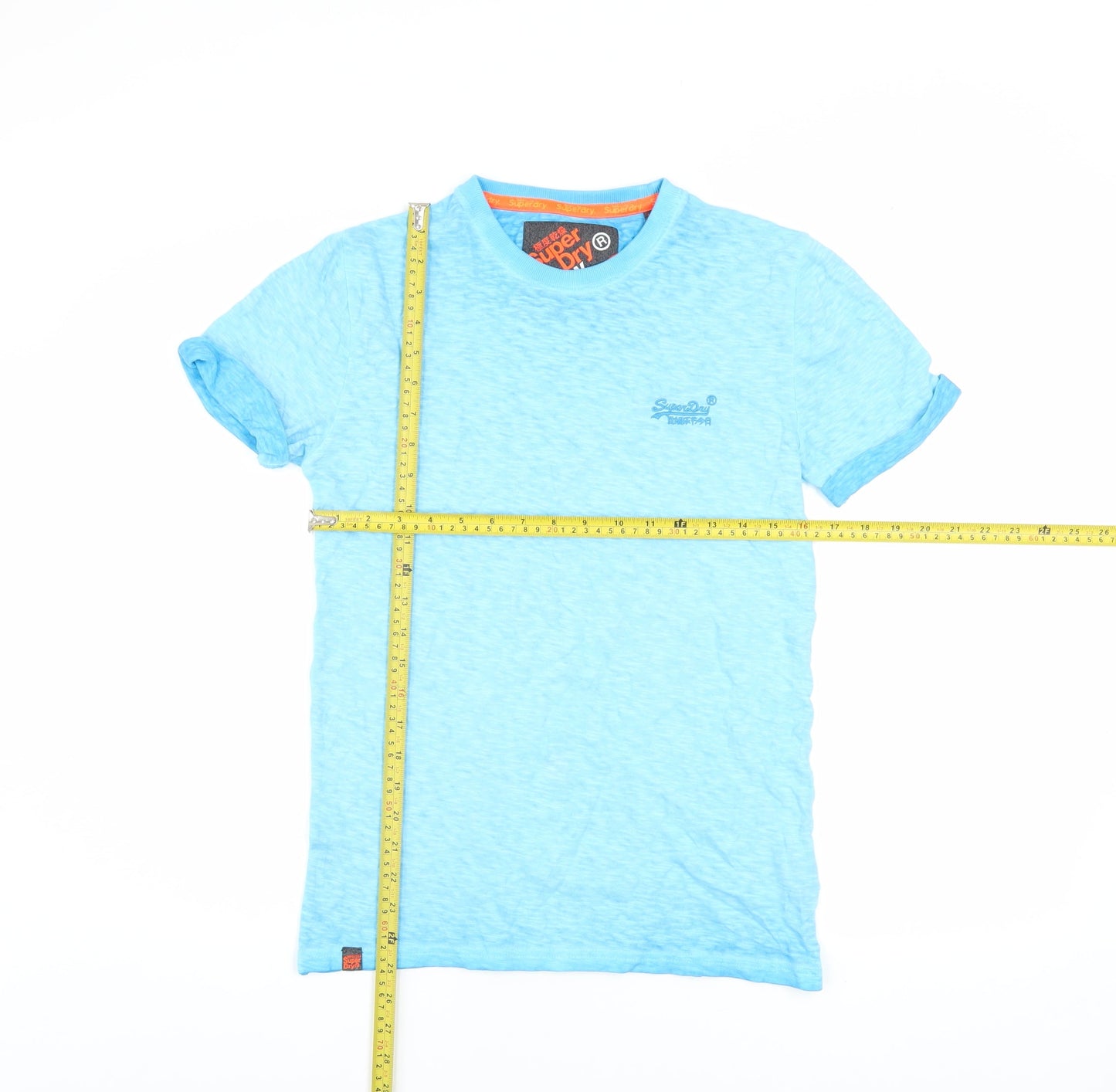 Superdry Men Blue XS Slim Fit Lightweight Cotton Crew Neck T-Shirt