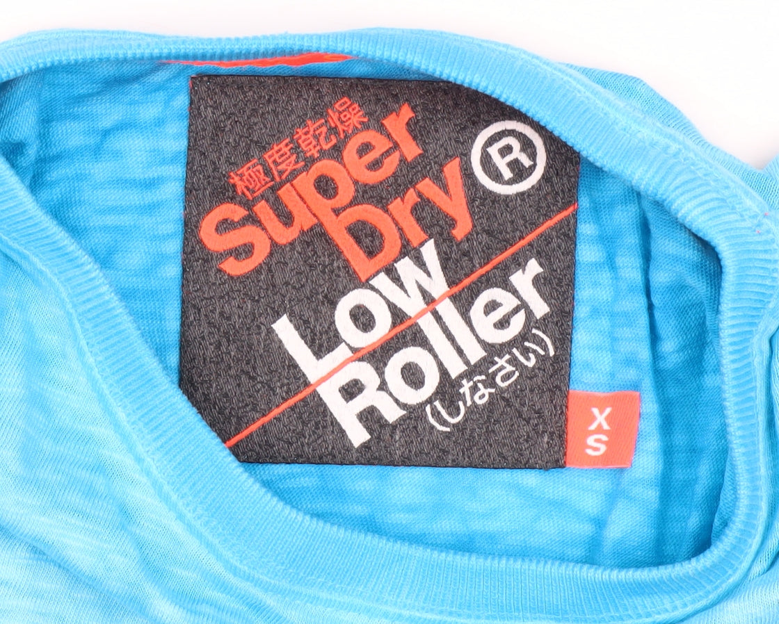 Superdry Men Blue XS Slim Fit Lightweight Cotton Crew Neck T-Shirt