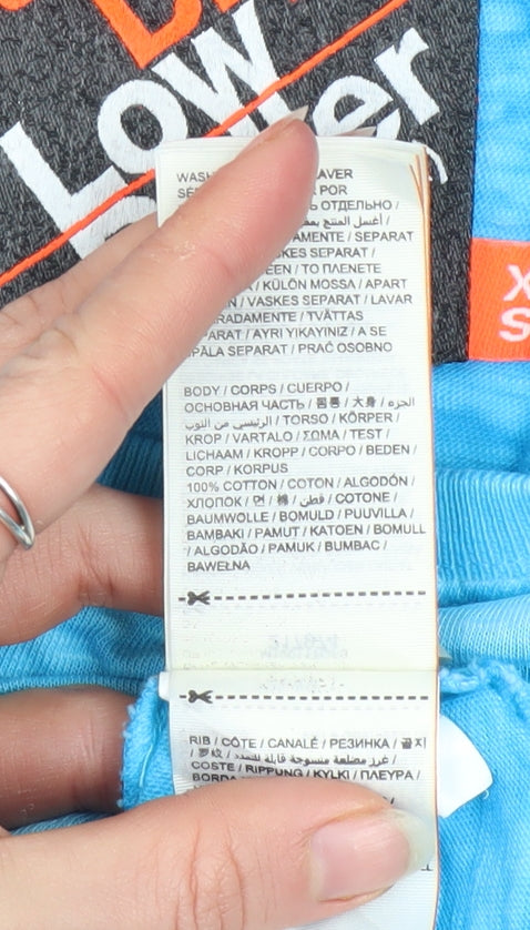 Superdry Men Blue XS Slim Fit Lightweight Cotton Crew Neck T-Shirt