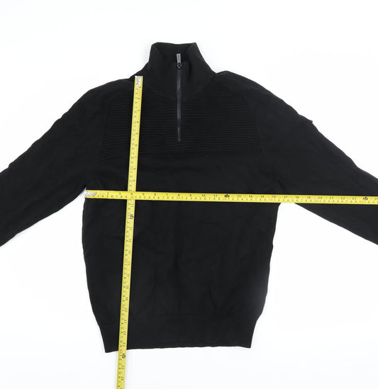 ADAPT Men’s Black Cotton Half Zip High Neck Jumper Size S