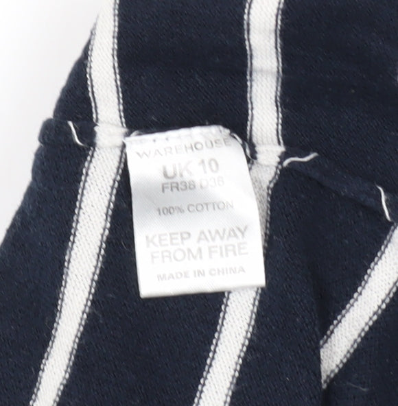 Warehouse Women’s Blue Striped Cotton Shift Dress Size 10