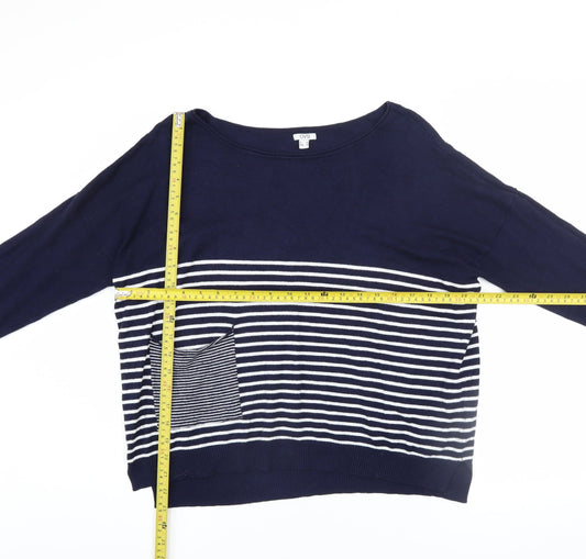 OVS Women Navy Blue Striped Long Sleeve Pullover Jumper Size 12