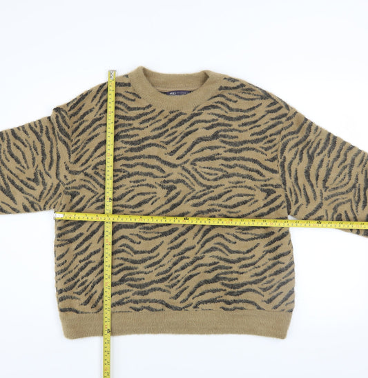 Marks and Spencer Womens Brown Animal Print Pullover Jumper Size 14