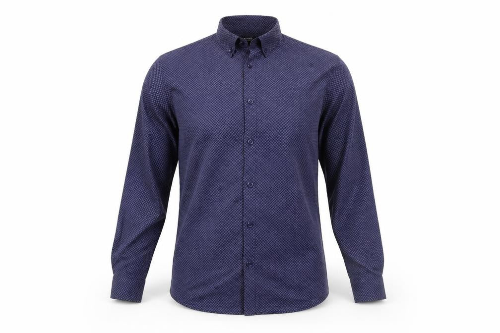 Dunnes Men’s Blue Slim Fit Geometric Long Sleeve Shirt L
