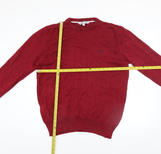 Crew Clothing Co. Men's Red Cotton Crew Neck Jumper Size M
