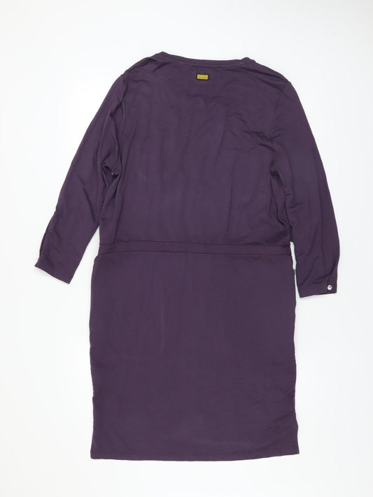 Barbour Women Purple T-Shirt Dress Size 10 Jersey Knee Length